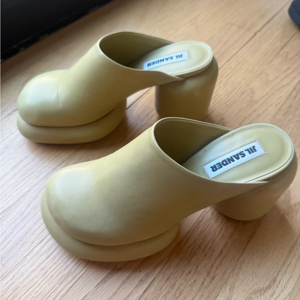 Jil Sander Yellow Platform Mules
